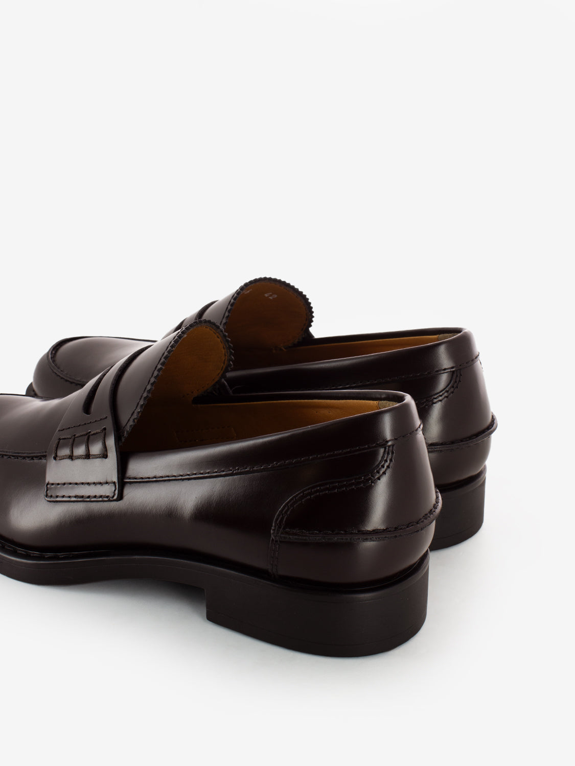 Brushed dark brown leather moccasins