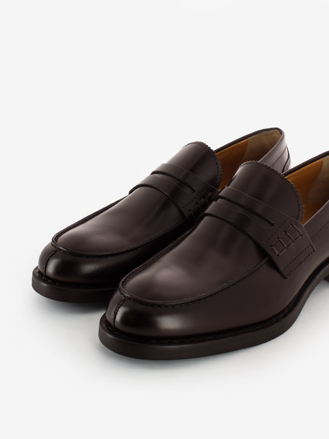 Brushed dark brown leather moccasins