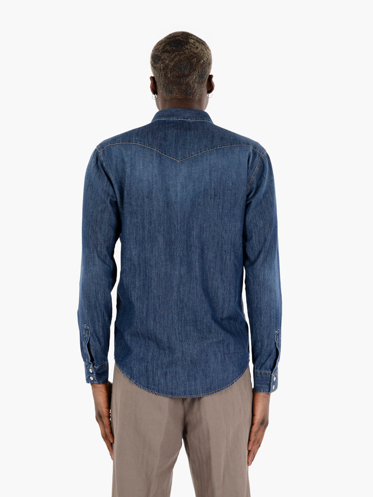 ROY ROGER'S - Camicia texana Bruce in denim medio