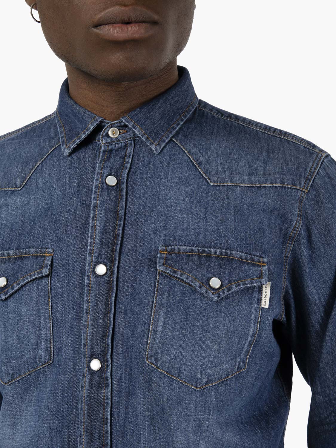 Camicia texana Bruce in denim medio