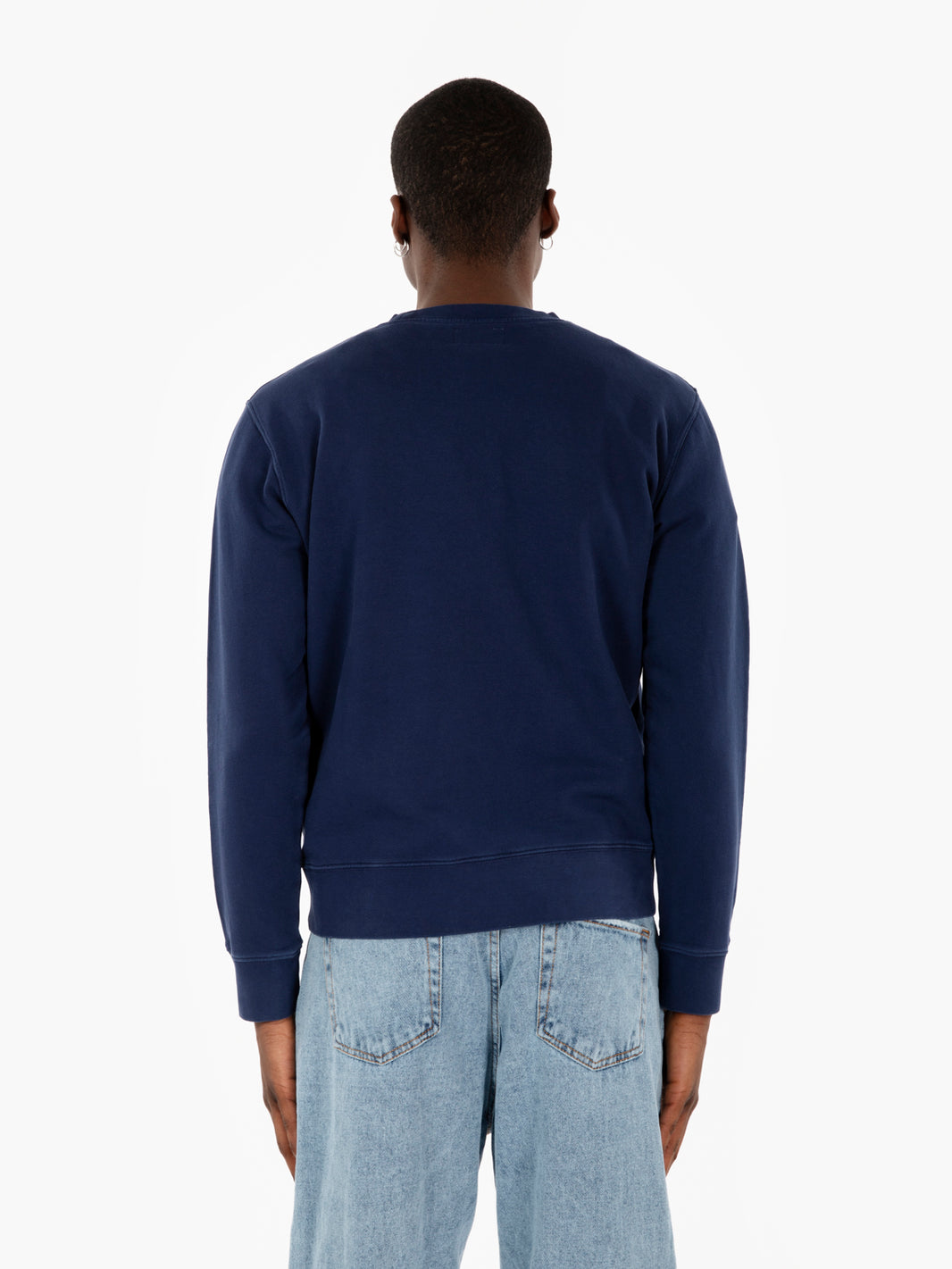 Felpa girocollo con logo lettering blue navy