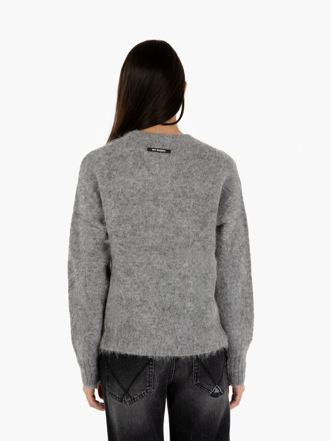 Grey alpaca crew neck sweater