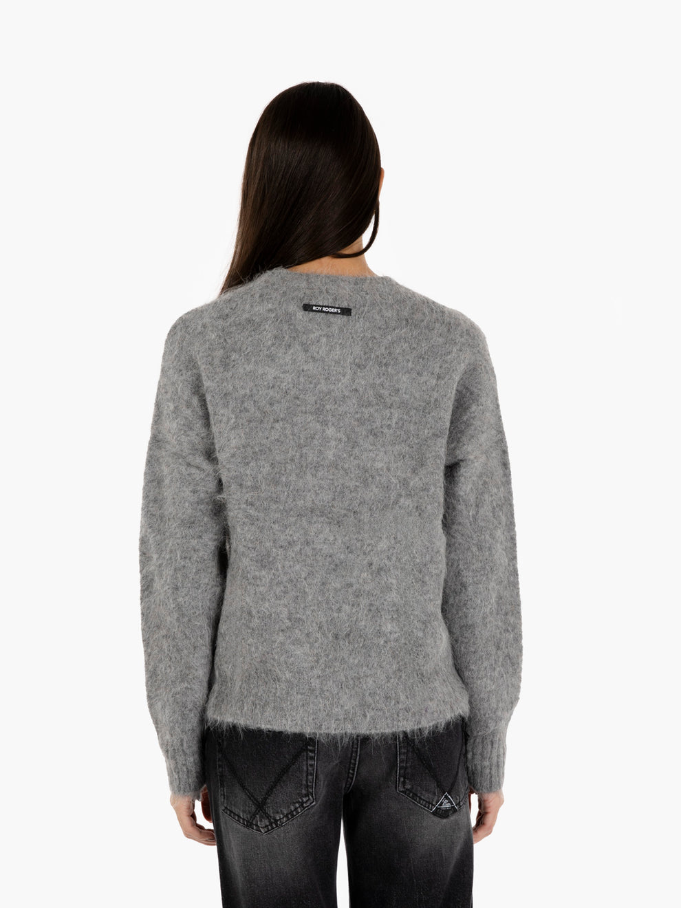 Grey alpaca crew neck sweater