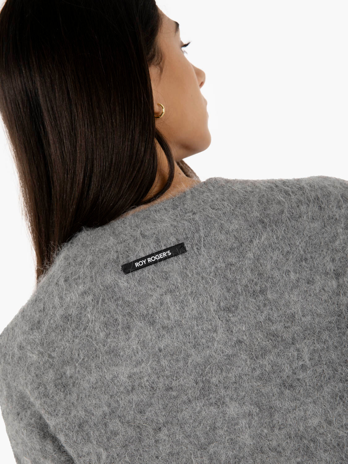 Grey alpaca crew neck sweater
