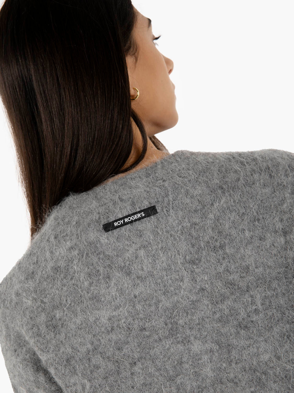 Grey alpaca crew neck sweater