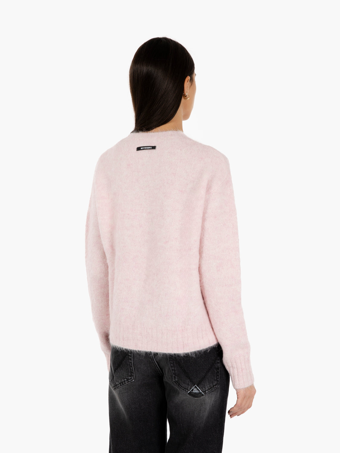 Pink alpaca crew neck sweater