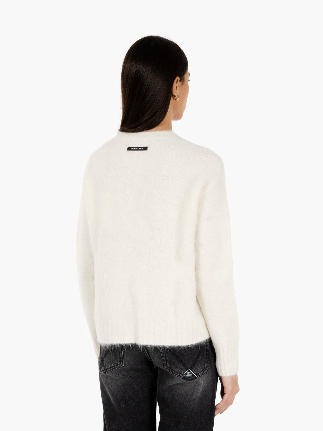 White alpaca crew neck sweater