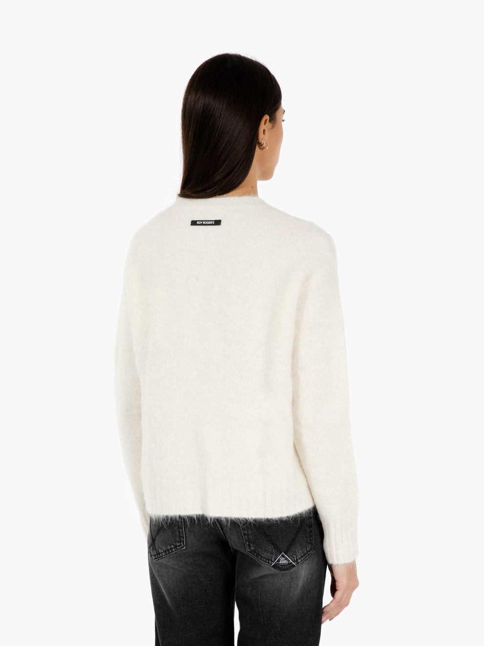 White alpaca crew neck sweater