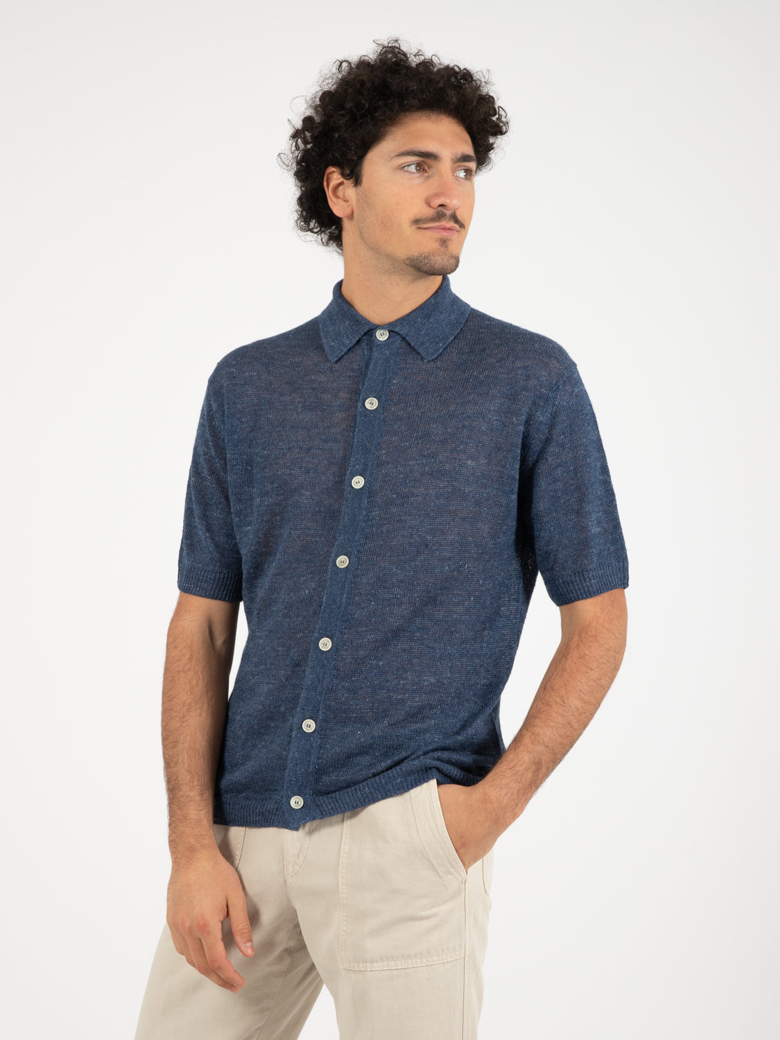Camicia manica corta over indaco