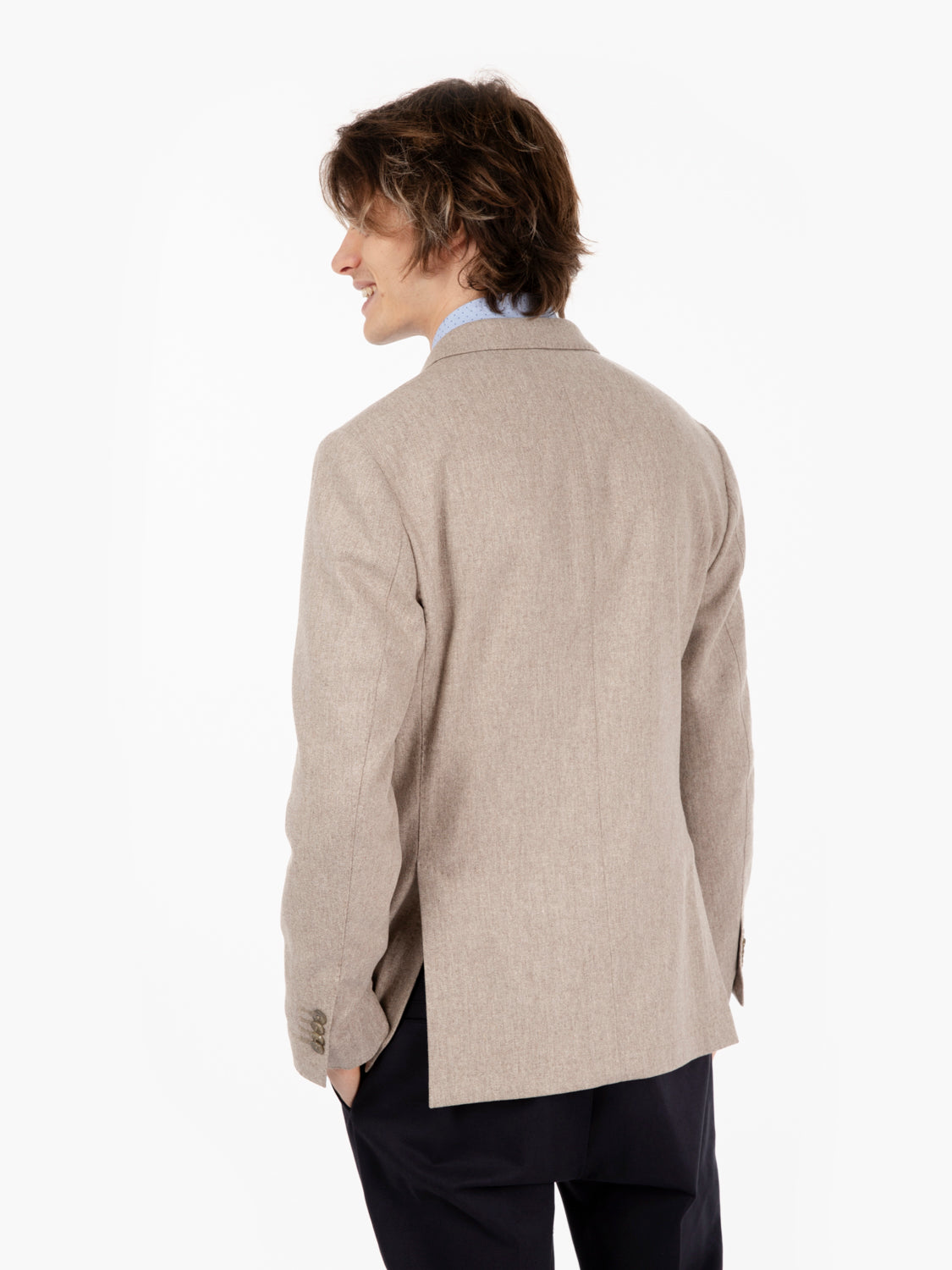 Beige Cashmere Wool Double Breasted Blazer