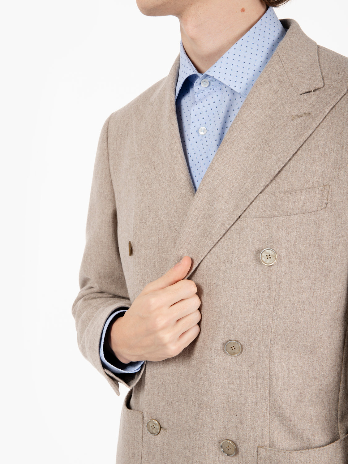 Beige Cashmere Wool Double Breasted Blazer