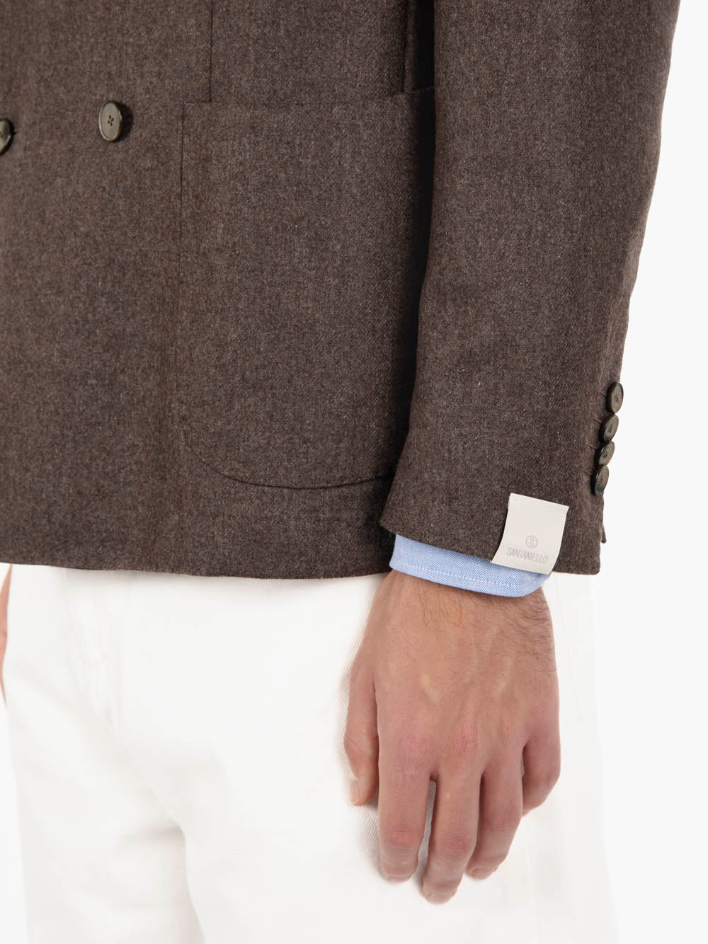Double-breasted blazer in dark wool and cashmere