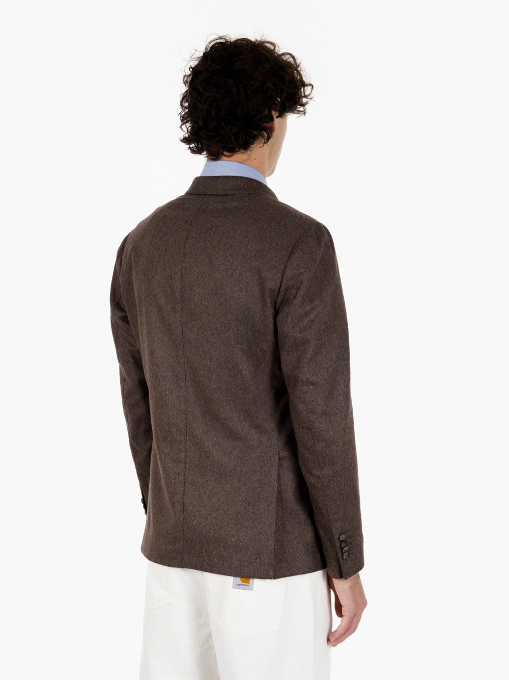 Double-breasted blazer in dark wool and cashmere