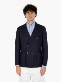 Blazer doppiopetto in misto lana navy