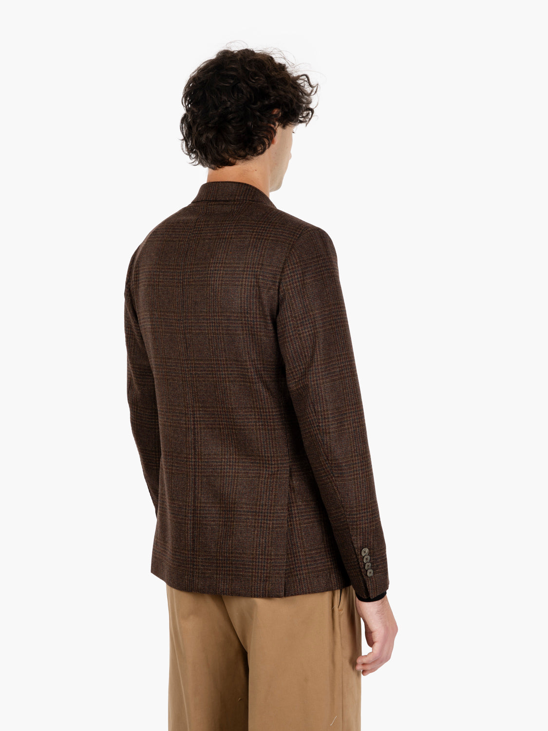 Brown Prince of Wales double-breasted blazer