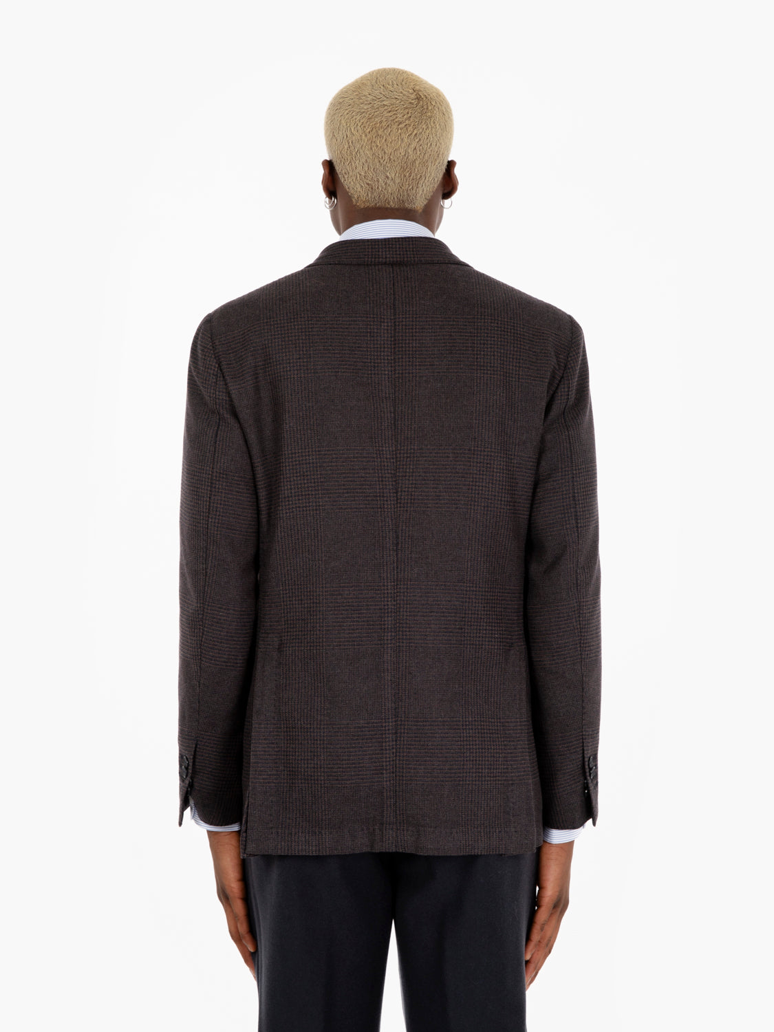 Blue / dark brown wool Wales blazer