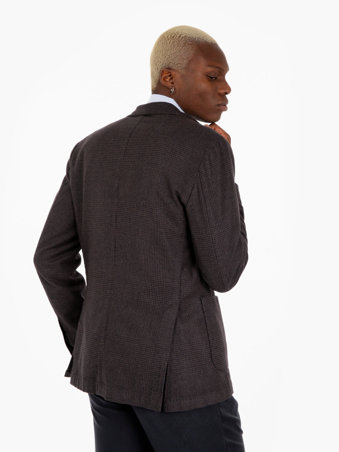 Blue / dark brown wool Wales blazer