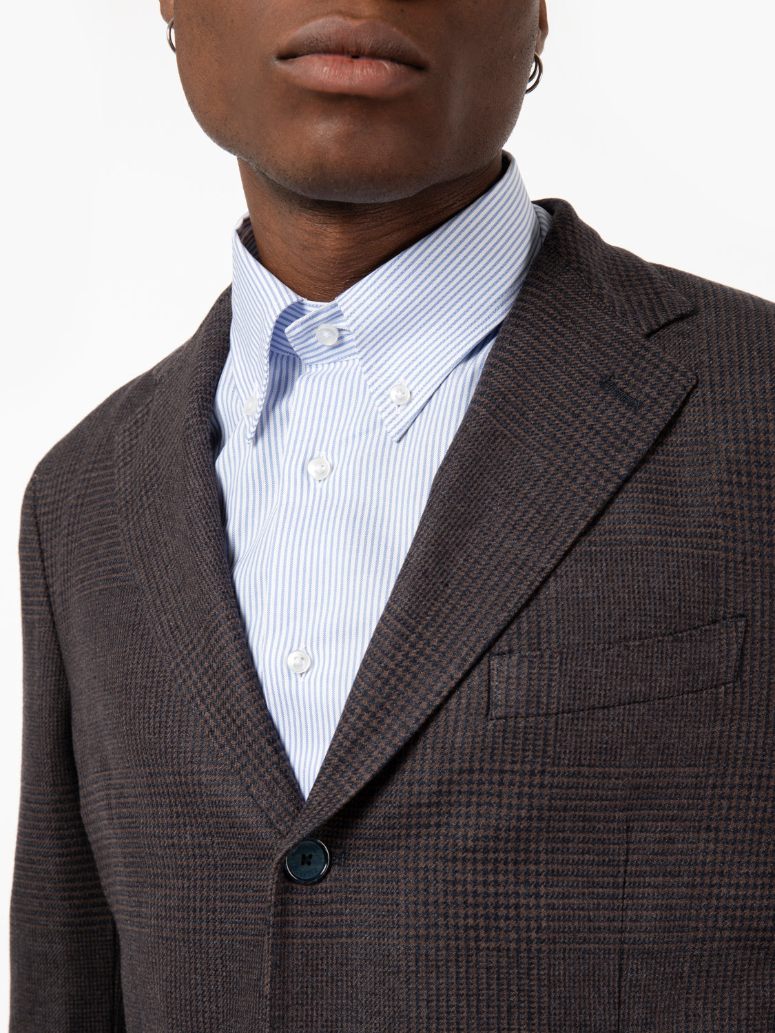 Blue / dark brown wool Wales blazer