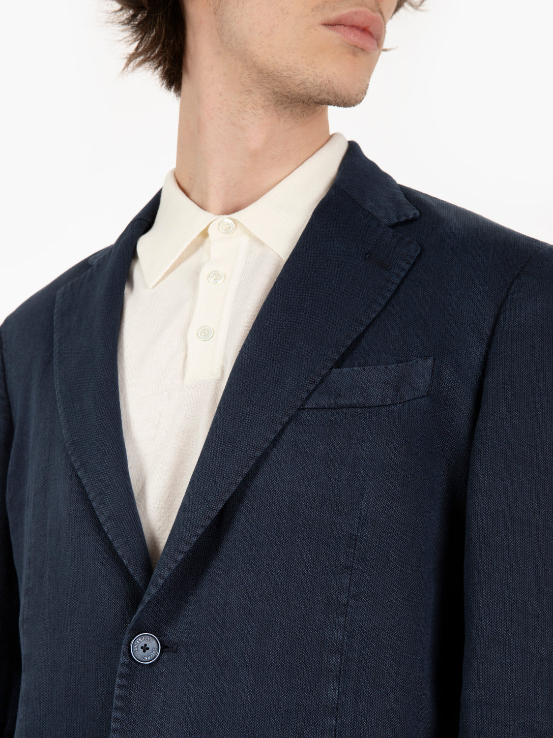 Navy Cotton Linen Blazer
