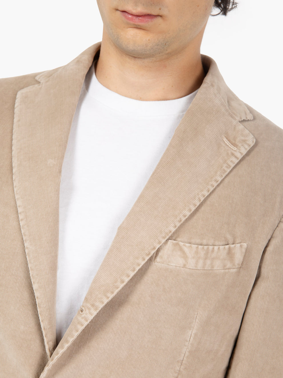 Beige velvet single-breasted blazer