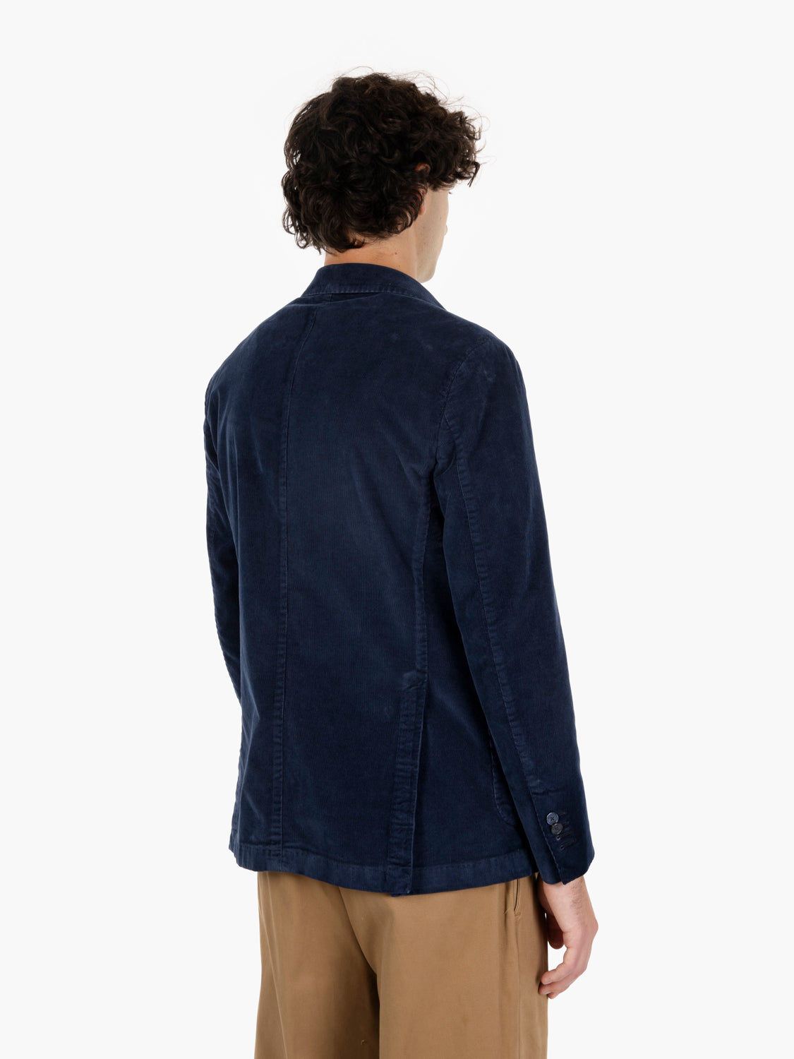 Single-breasted navy velvet blazer