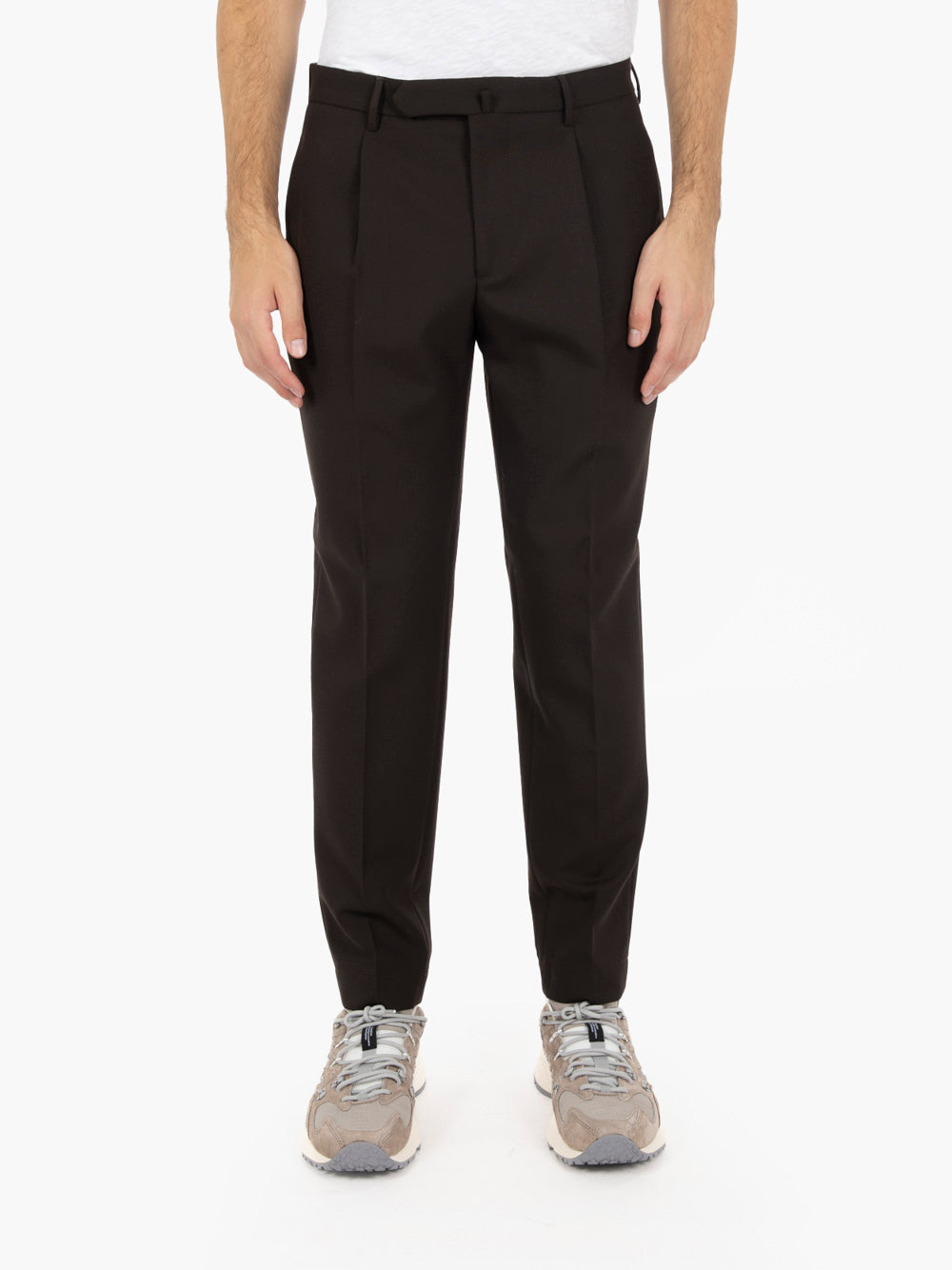 Dark brown carrot-fit trousers