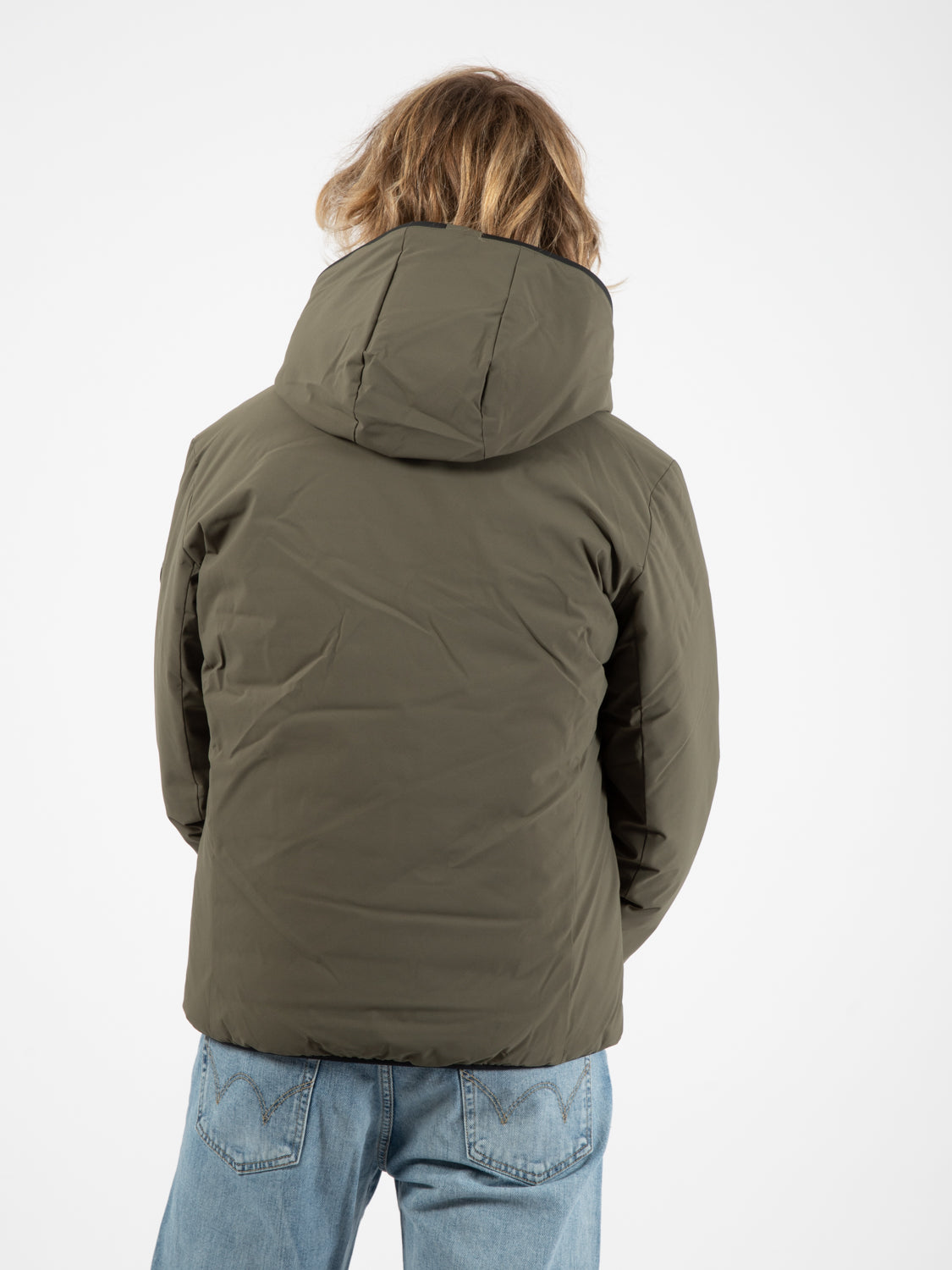 Giacca Ezra con cappuccio double face military green