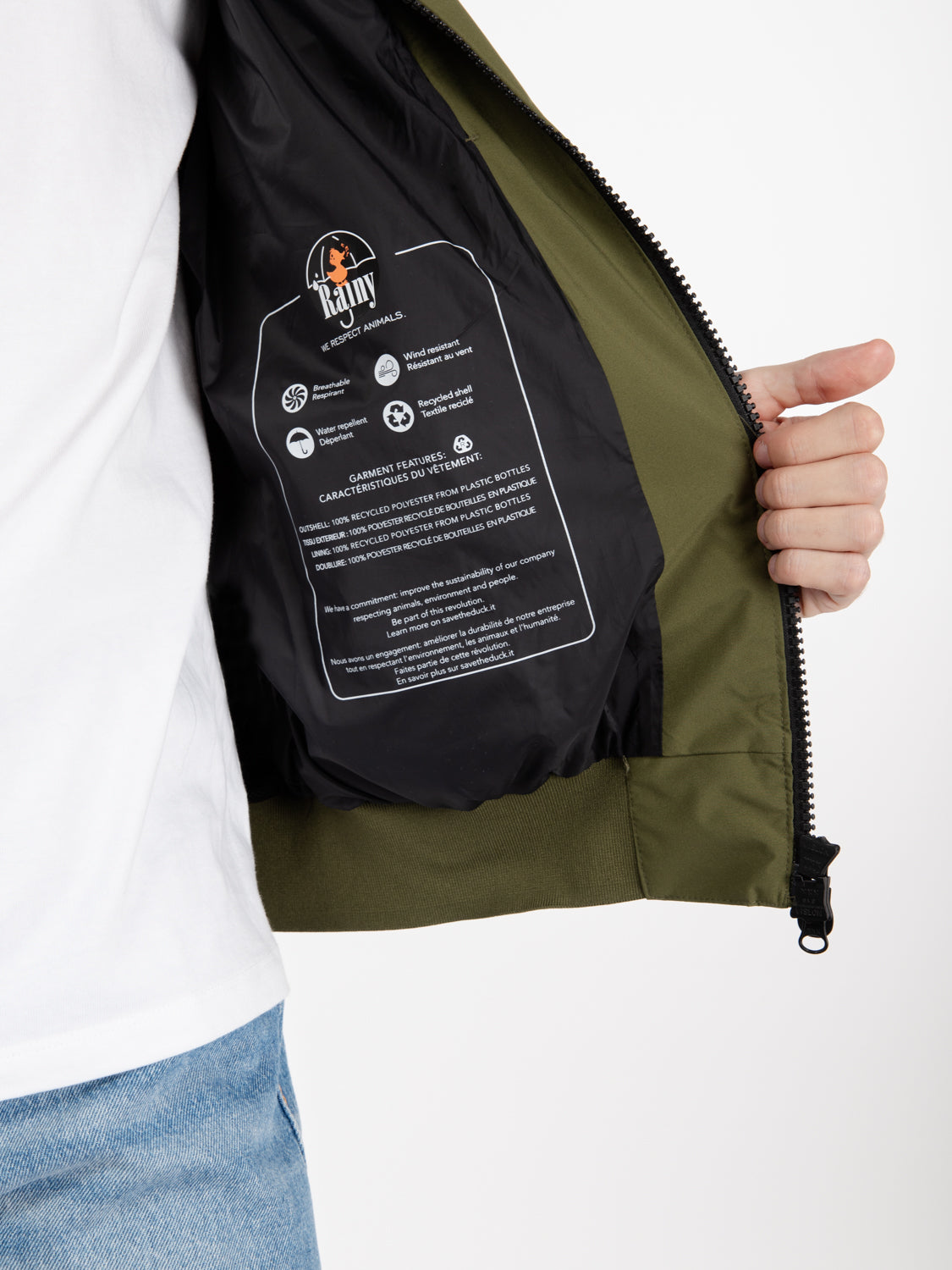 Giacca Finlay con zip dusty olive