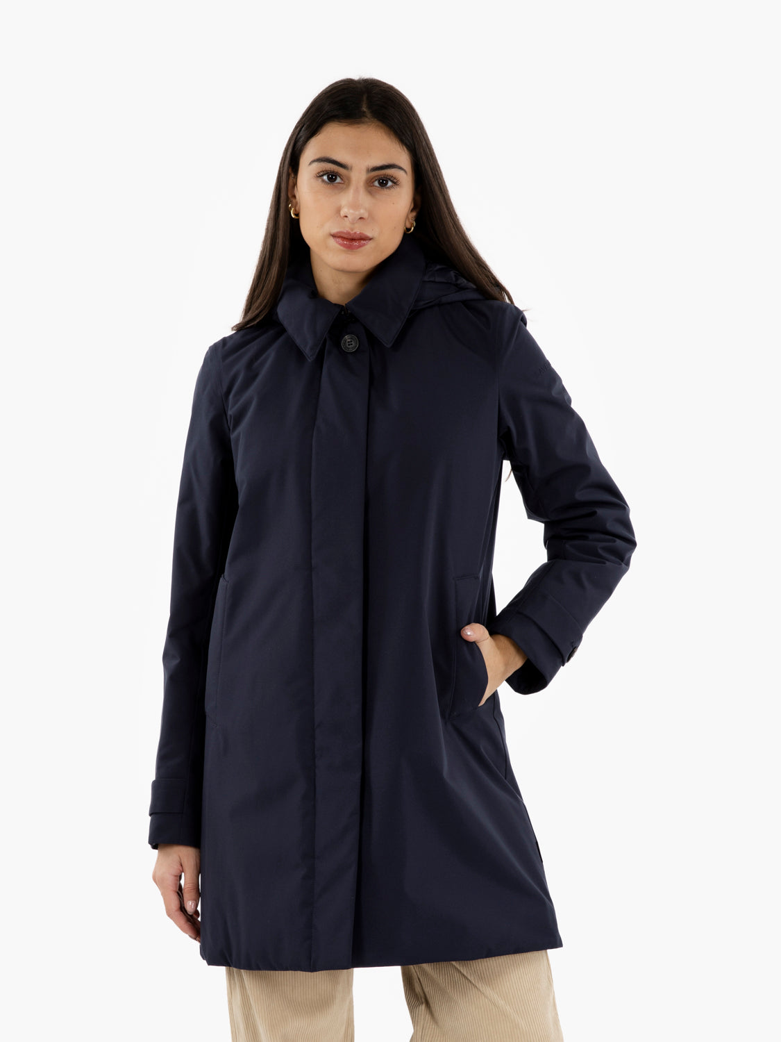 Hooded coat Embie blue / black