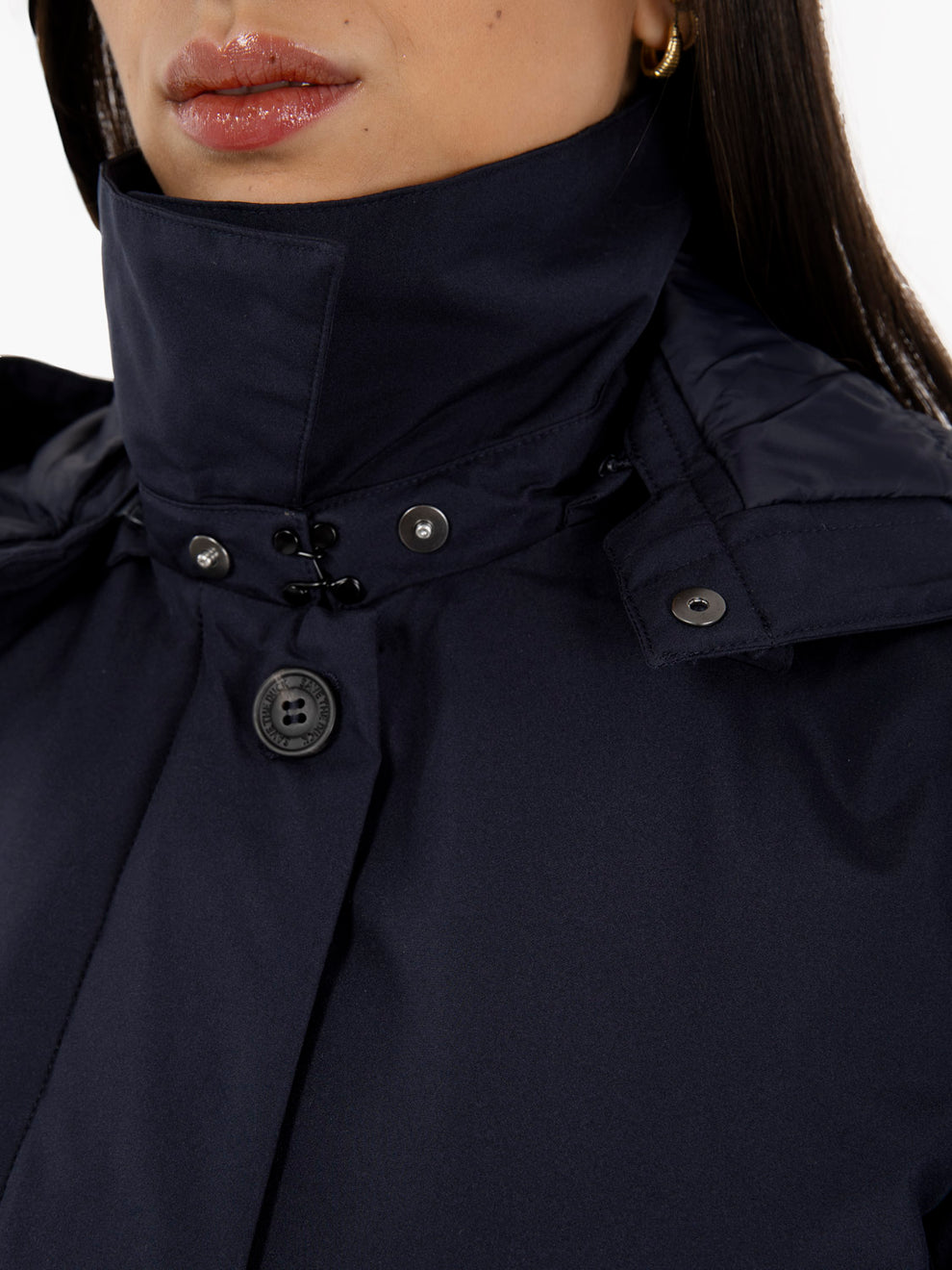 Hooded coat Embie blue / black
