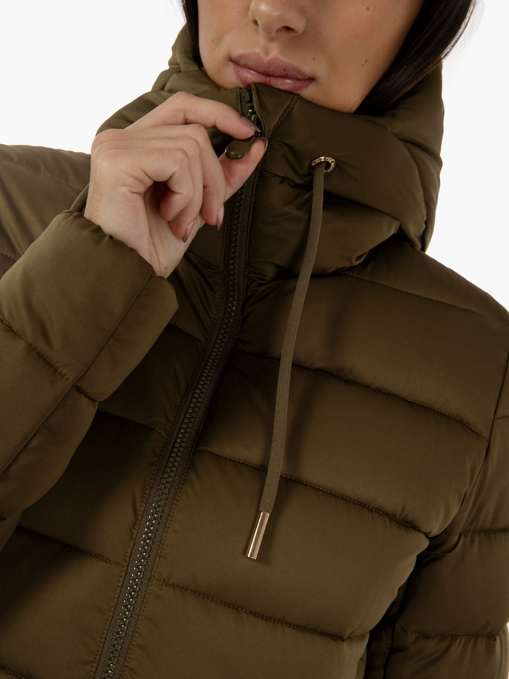 Hooded jacket Treat bark green