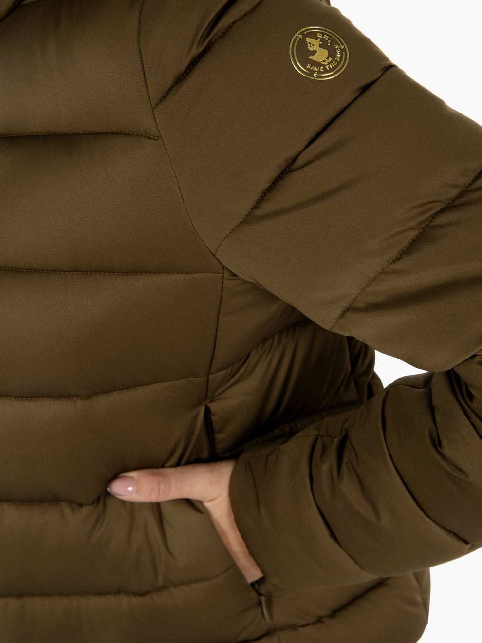 Hooded jacket Treat bark green