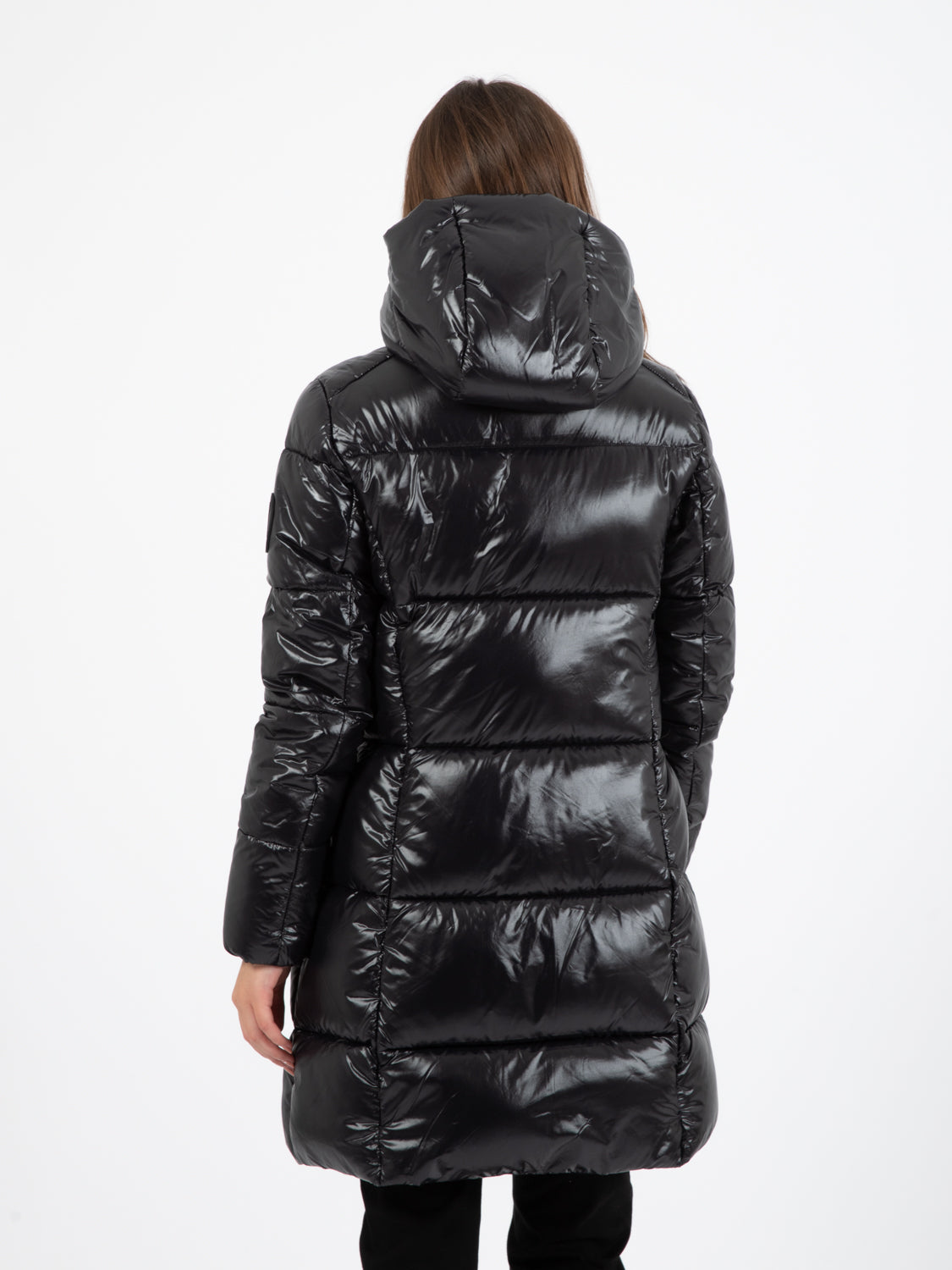 Luck17 Ines hooded black long down jacket