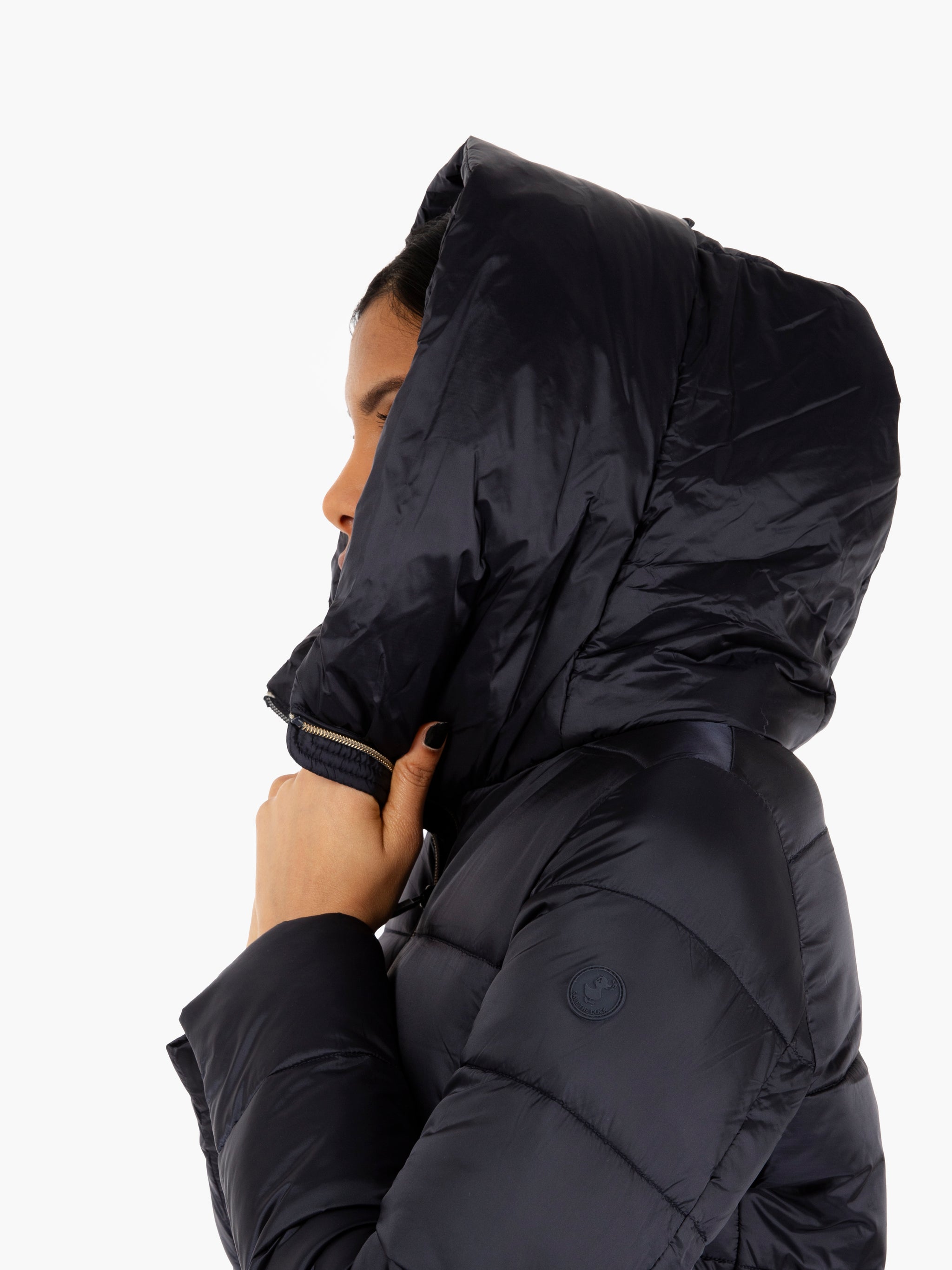 Lysa long down jacket hooded coat blue