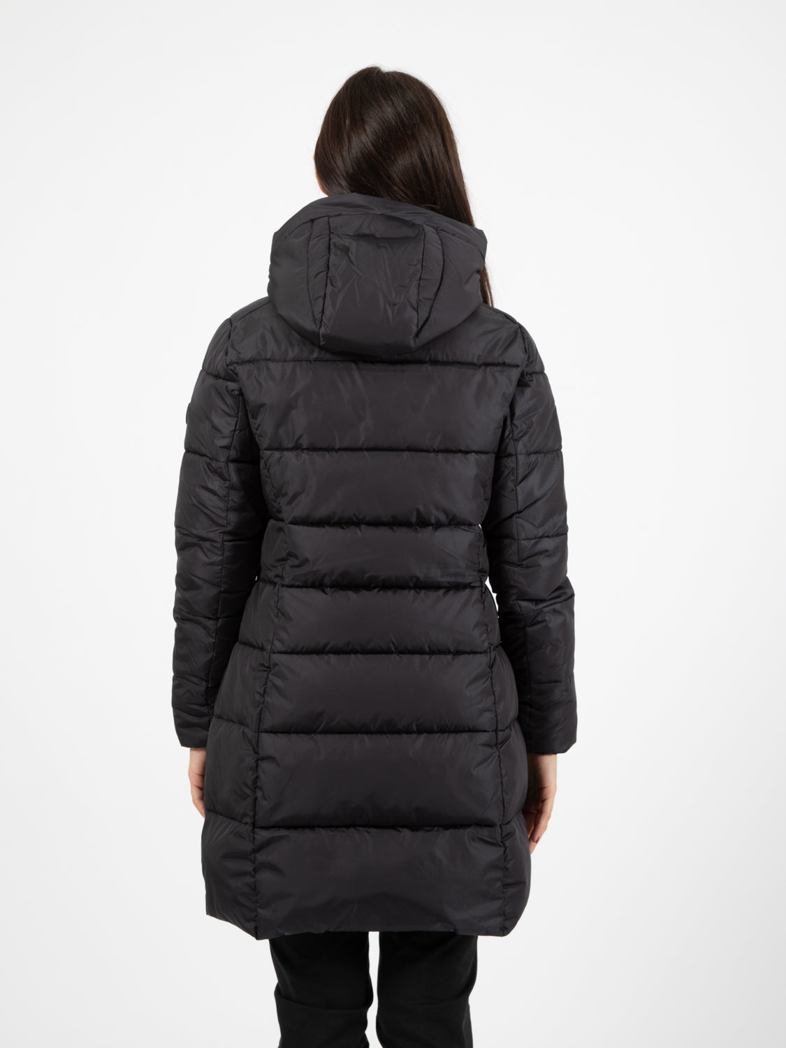 Mega 17 Taylor hooded coat black down jacket