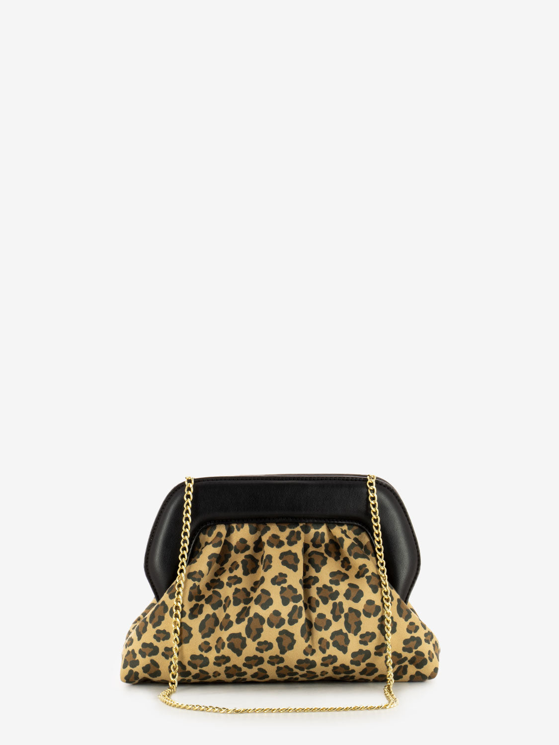 Leopard/Black Faux Leather Shoulder Bag