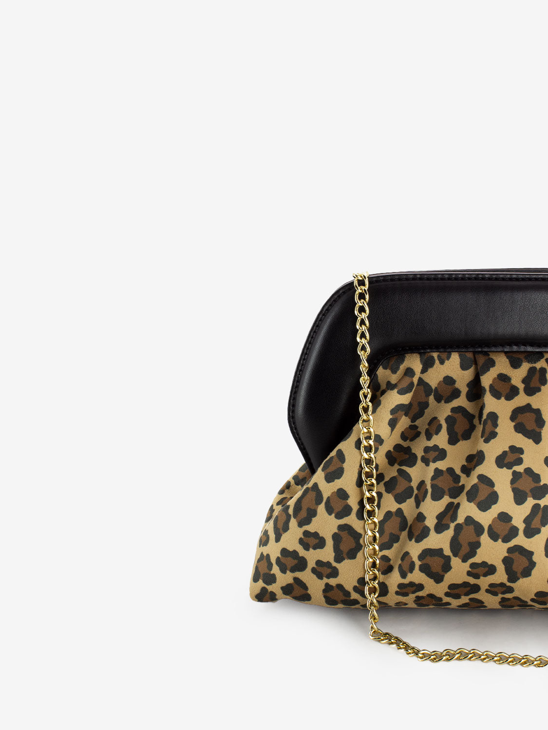 Leopard/Black Faux Leather Shoulder Bag