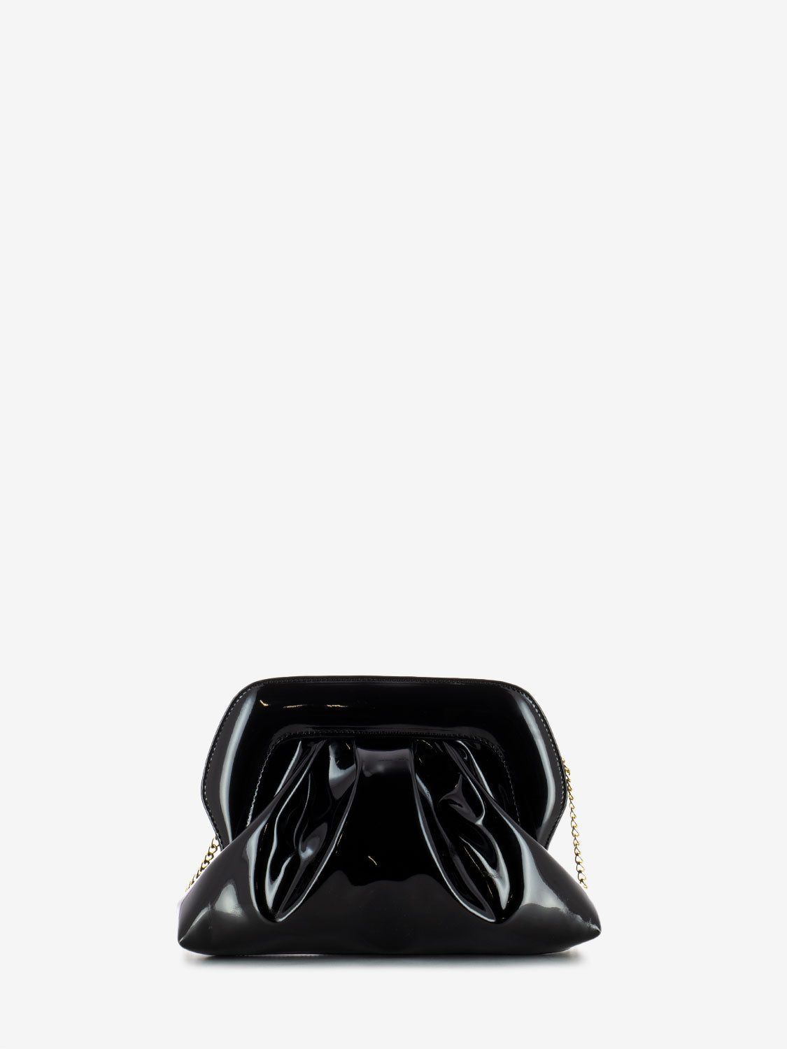 Black patent leather shoulder bag