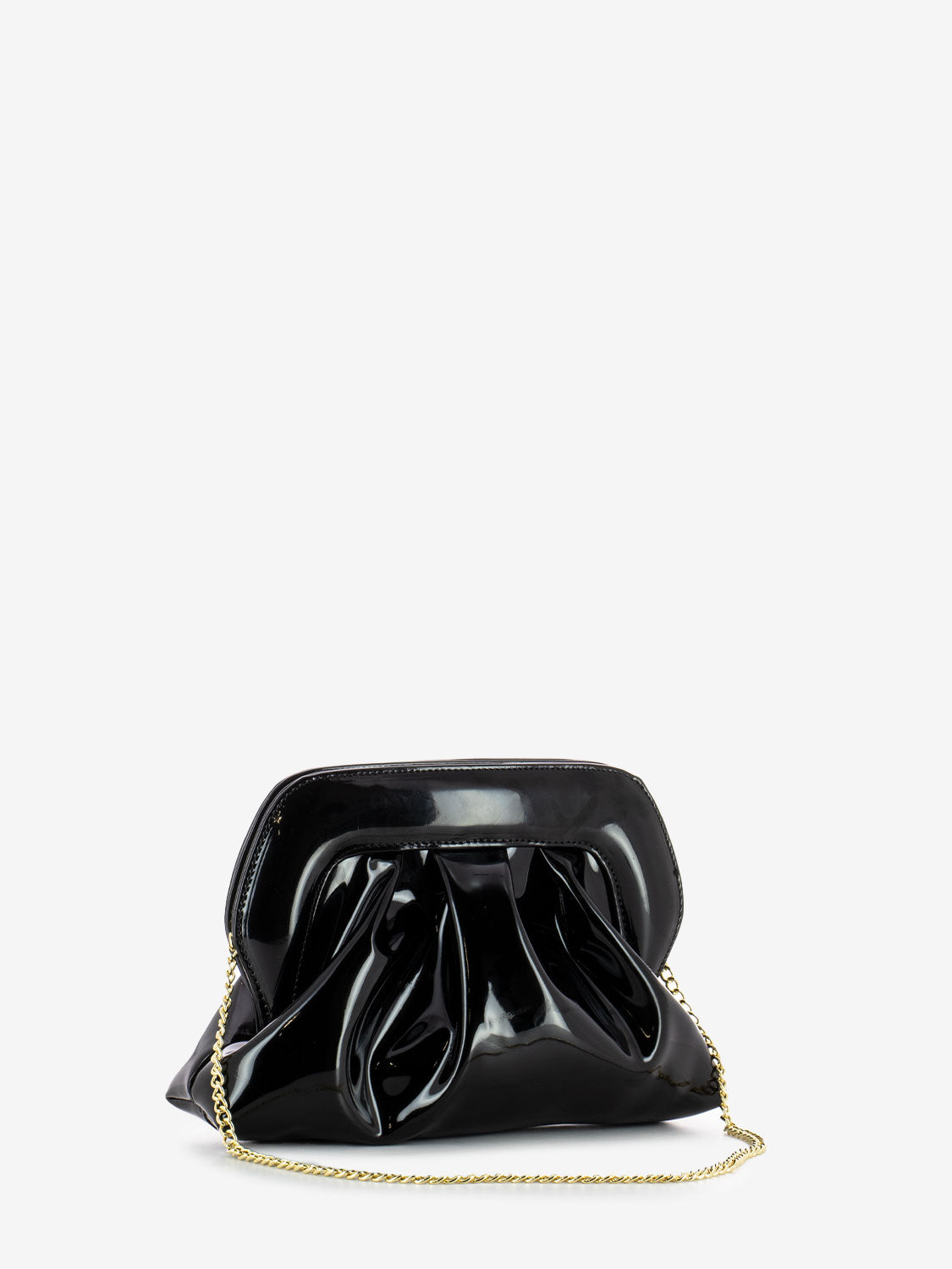 Black patent leather shoulder bag