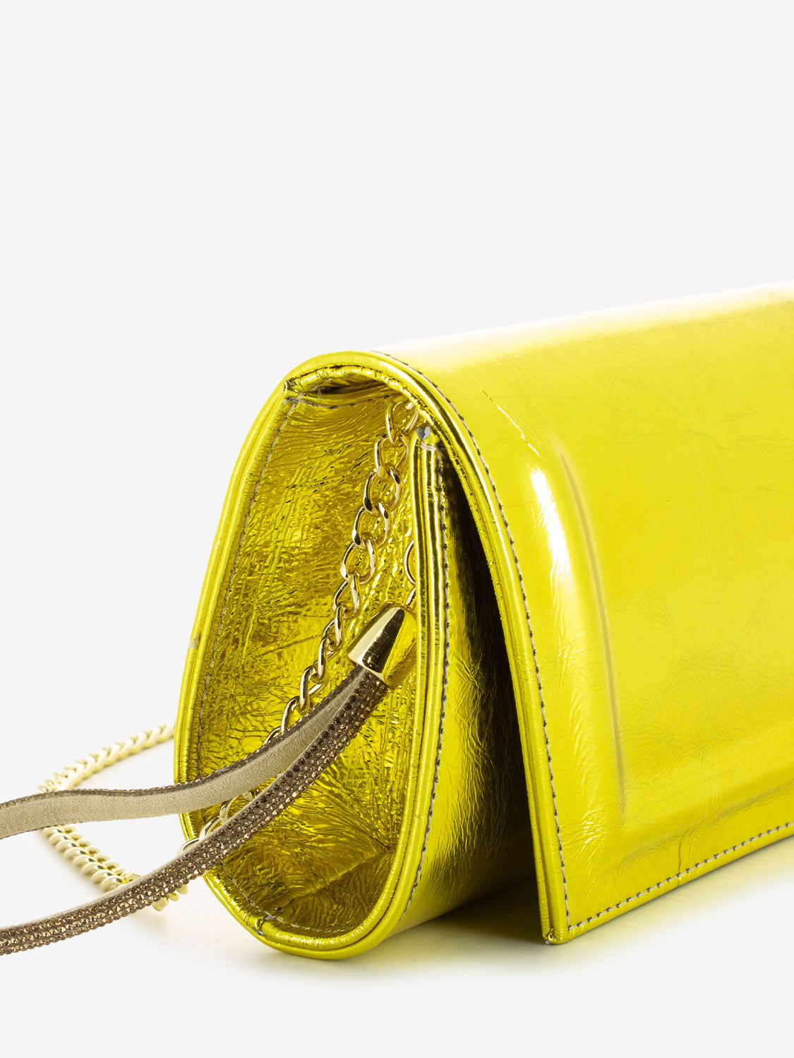 Yellow rhinestone bracelet clutch