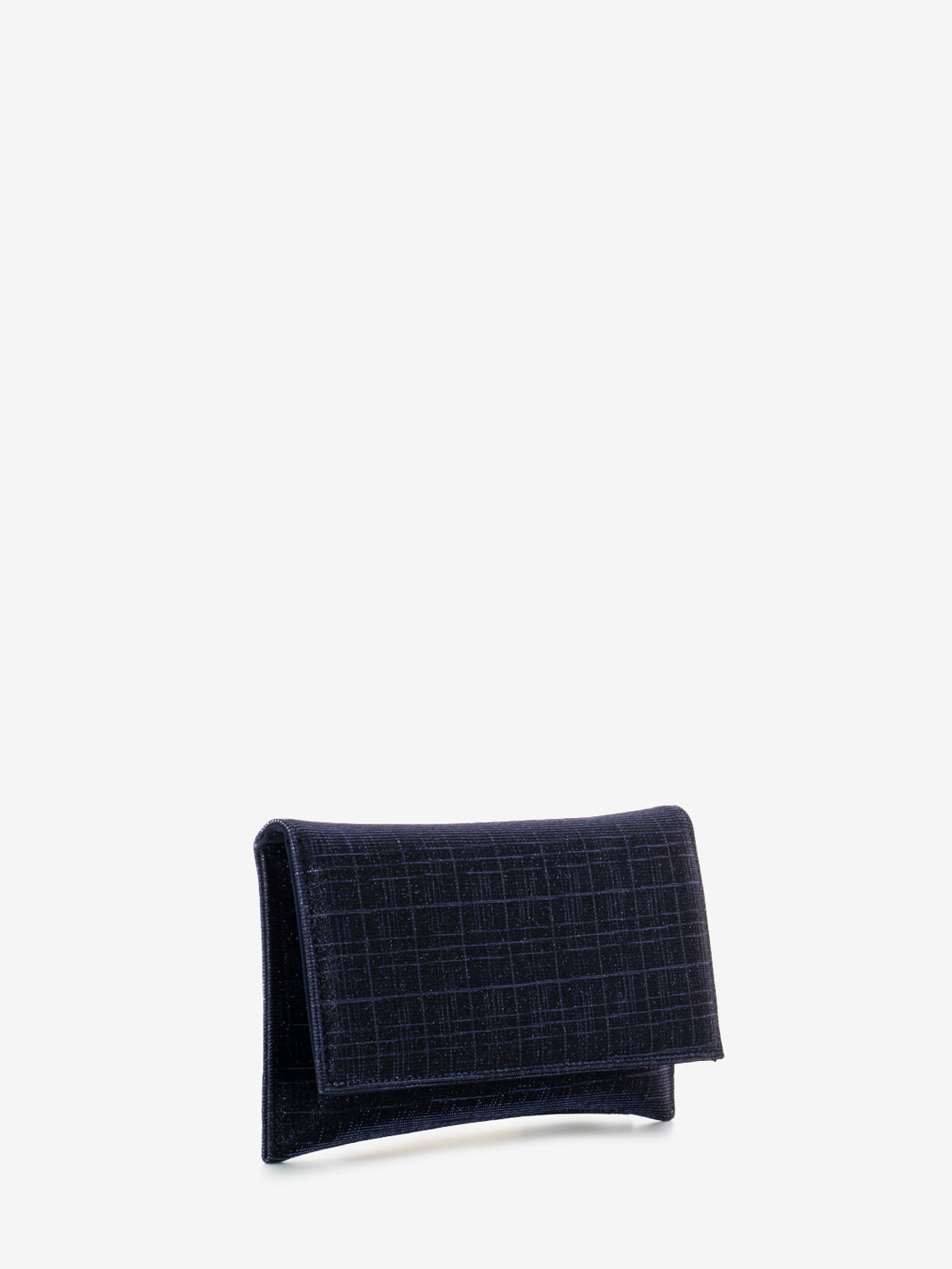 Blue glitter mesh clutch