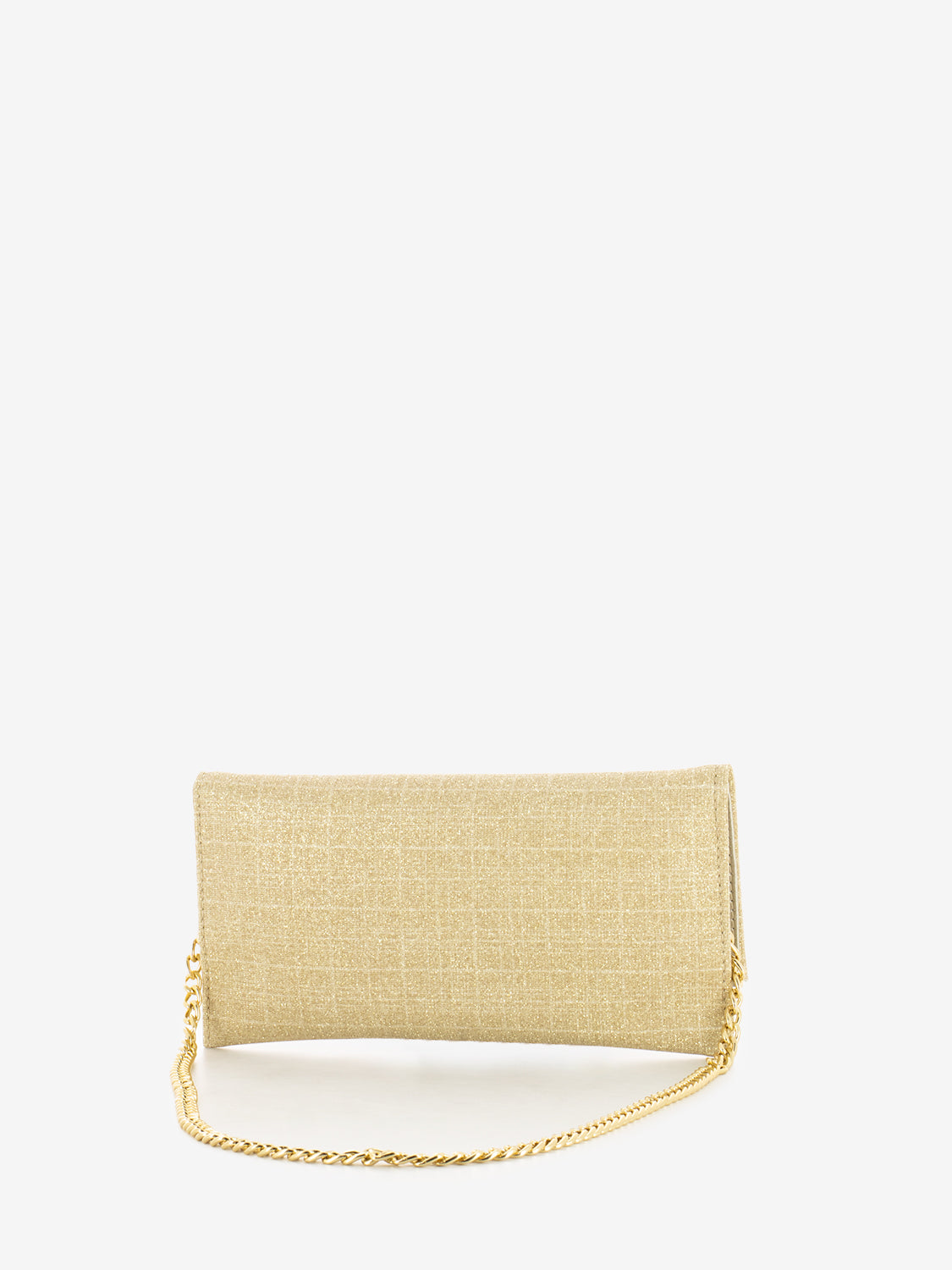 Pochette in mesh glitter platino