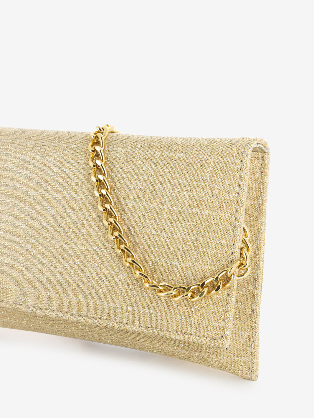 Platinum Glitter Mesh Clutch