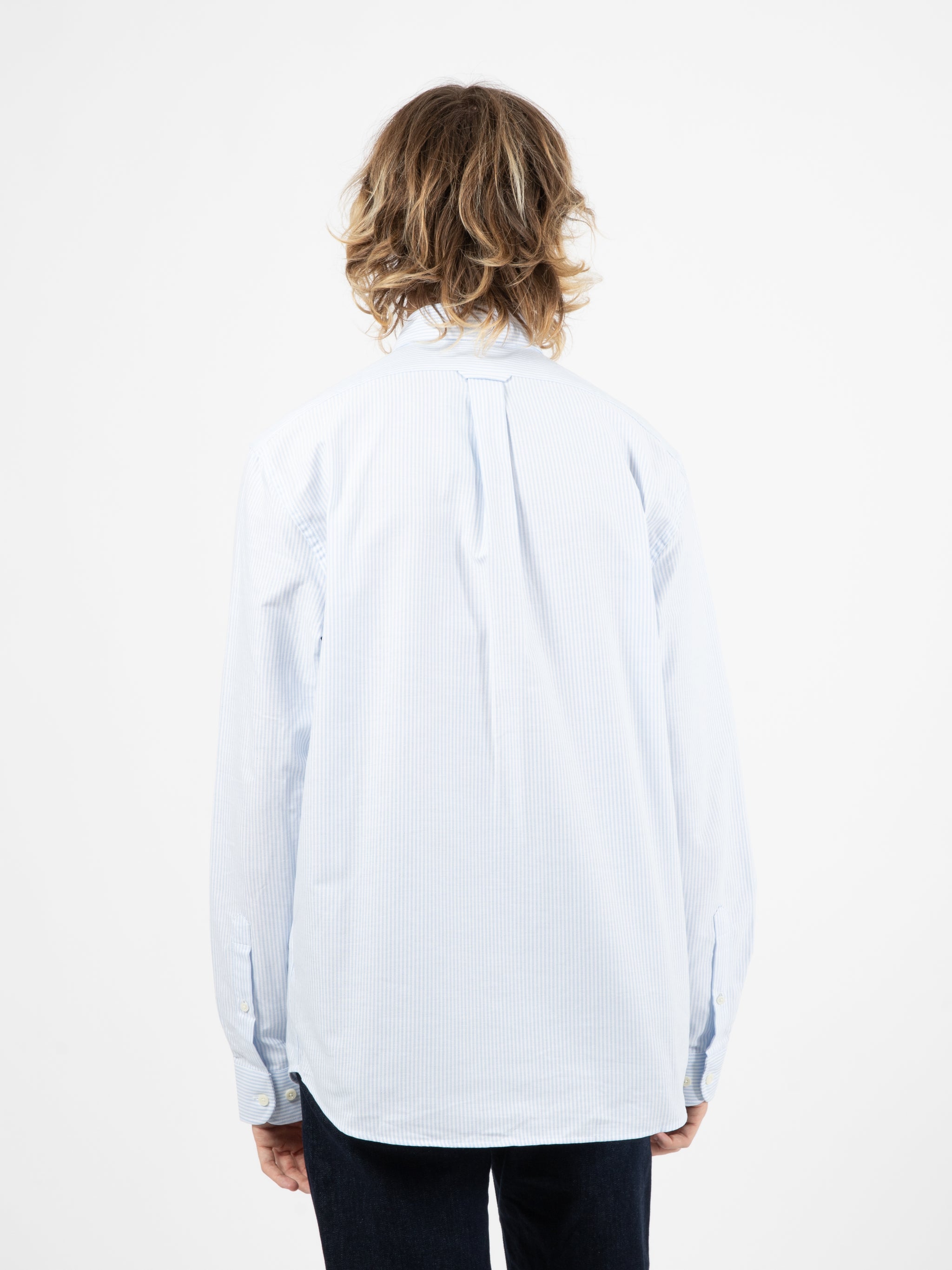 Doubling Button Down Shirt Azure-White