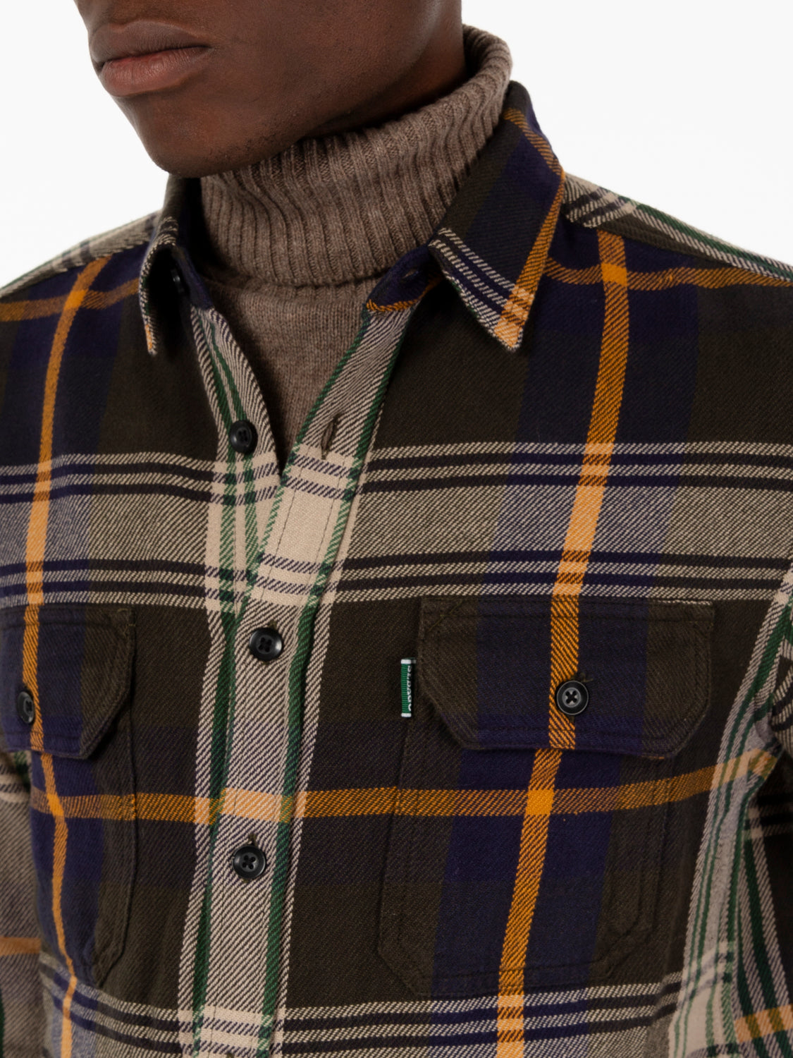 Blue / brown / offwhite flannel shirt