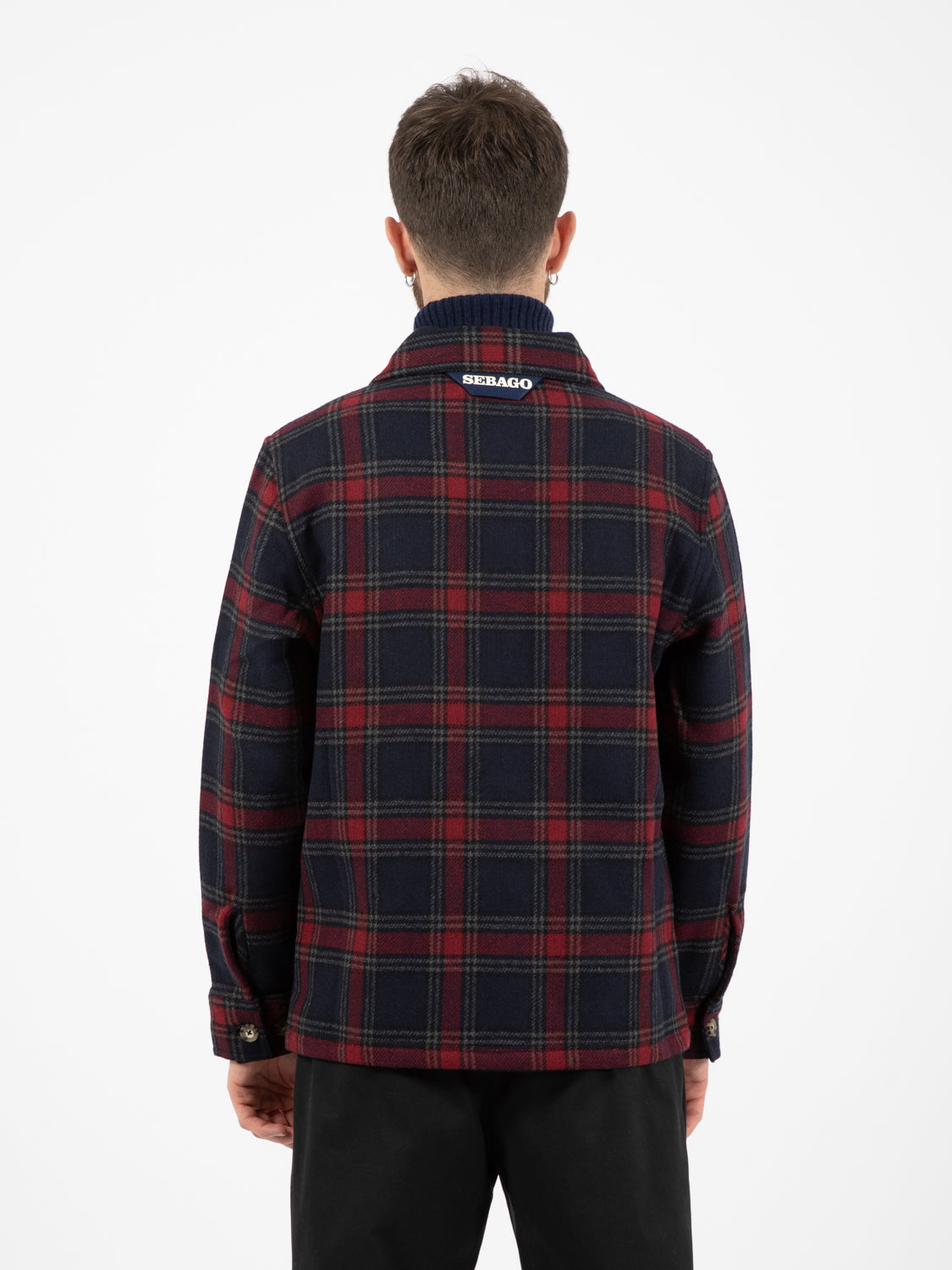 Dorr jacket in blue / dark red check wool