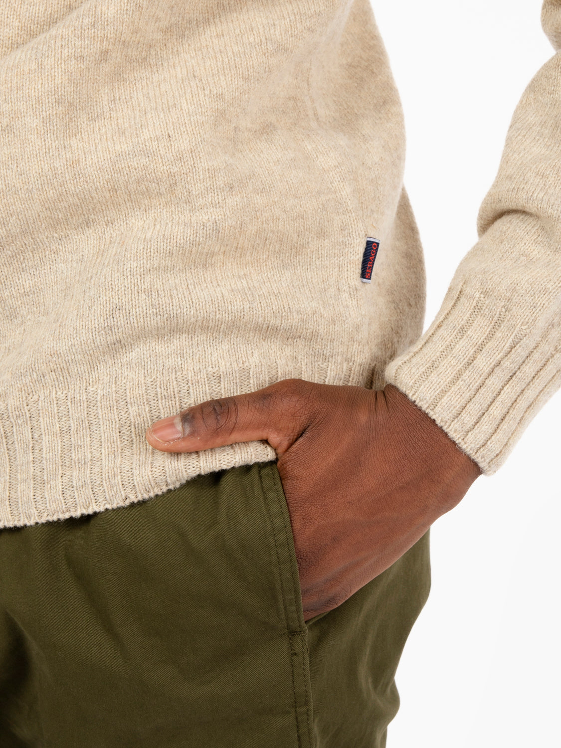 Maglione girocollo in lana beige