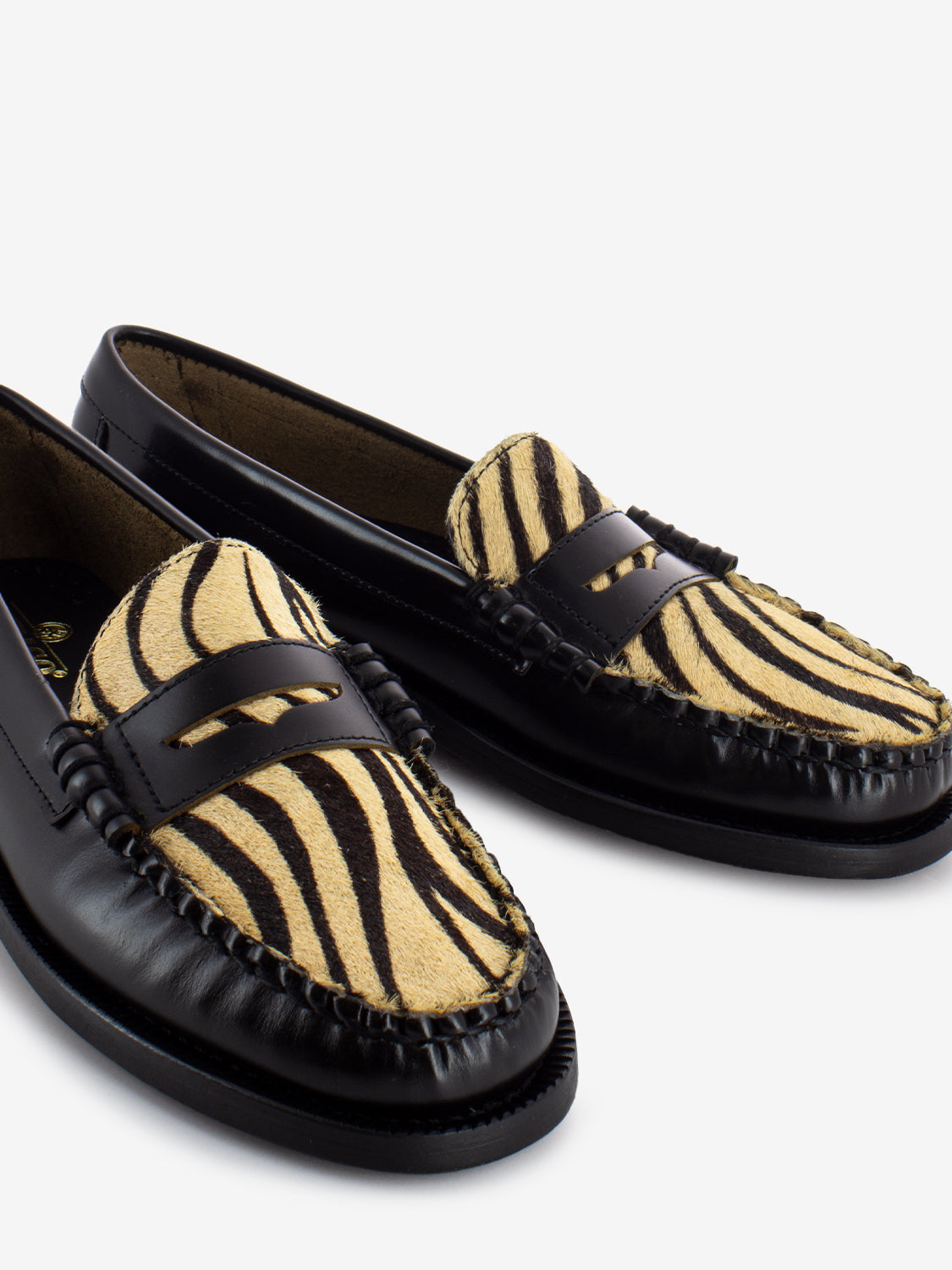 Mocassini cavallino animalier nero / beige