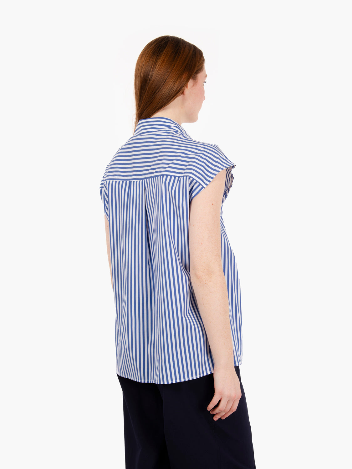 Camicia Nicol riga medium bianca / blu