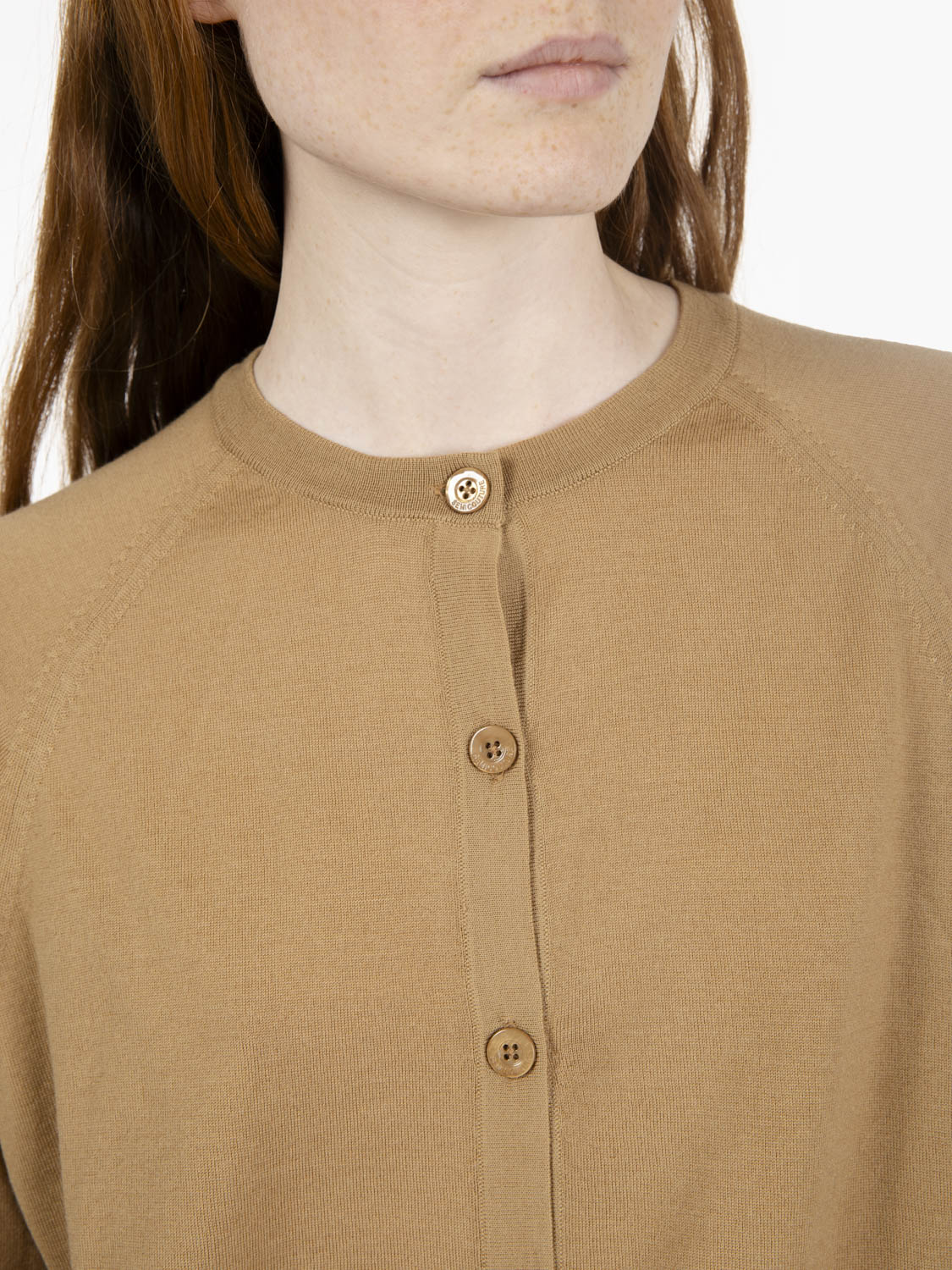 Beatrice Almond Wool Cardigan